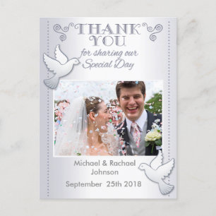 Cartão Postal Casamento Obrigado Foto Postcard Lovebird