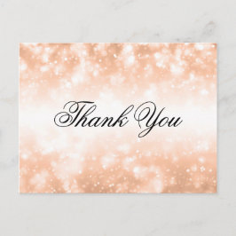 Cartão Postal Casamento Obrigado Nota Luzes De Shimmer Douradas