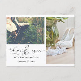Cartão Postal Casamento Obrigado Tipografia | Duas Fotografias