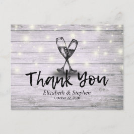 Cartão Postal Casamento Obrigado Vidros De Champanhe Luzes De Ma