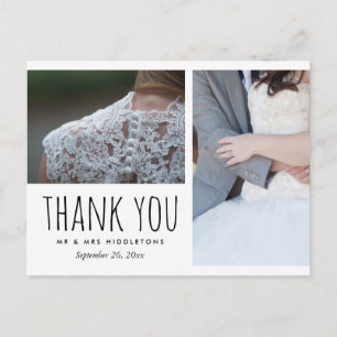 Cartão Postal Casamento Obrigado Whimsical Duas Fotografias