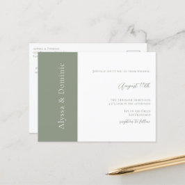 Cartão Postal Casamento Online RSVP de Código QR Verde da Sage M