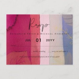 Cartão Postal Casamento orçamental Berry Red Purple Watercolor