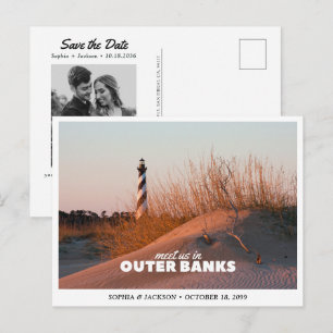 Cartão Postal Casamento Outer Banks Save the Date Viagem Retro