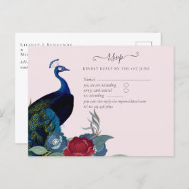 Cartão Postal Casamento outono de inverno Peacock Blue Burgundy