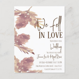 Cartão Postal Casamento outono Watercolor Leaf Brown
