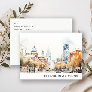 Cartão Postal Casamento Paisagem Aquarela de Indianápolis, India