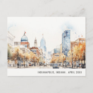 Cartão Postal Casamento Paisagem Aquarela de Indianapolis, India