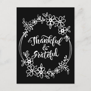 Cartão Postal Casamento Personalizado Casado Preto Floral de Cas