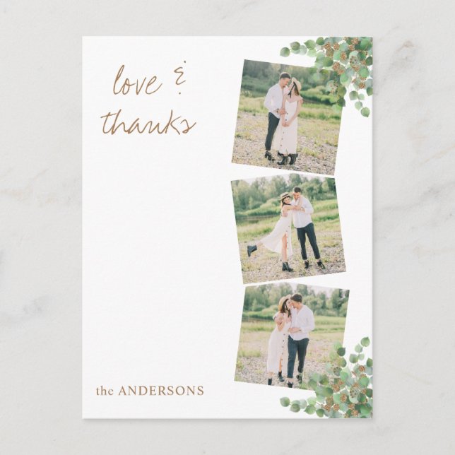 Cartão Postal Casamento Personalizado De Folhagem Eucalyptus Obr (Frente)