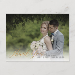 Cartão Postal Casamento PixDezines Obrigado/Faux Caligrafia Dour