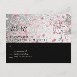 Cartão Postal Casamento prateado de Rosegold, Rosa-Rosa-Preto-Pr