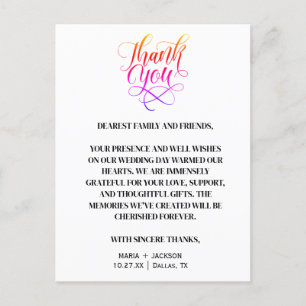 Cartão Postal Casamento Preto Branco Script Moderno Elegante 