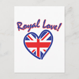 Cartão Postal Casamento Real, Amor Real, Union Jack Heart