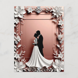 Cartão Postal Casamento Romântico Com Detalhes Florais