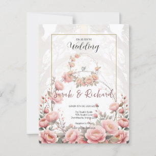 Cartão Postal Casamento Romântico do Jardim Floral de Blush