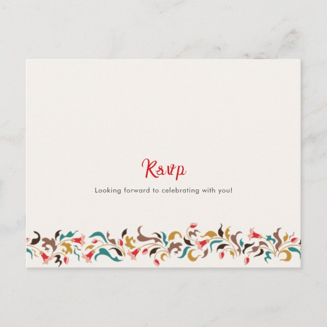 Cartão Postal Casamento Romântico Elegante Floral Wreath Moderno (Frente)