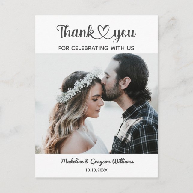 Cartão Postal Casamento Romântico Personalizado de Foto na moda (Frente)