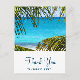 Cartão Postal Casamento Romântico Turquesa na Praia Tropical Agr