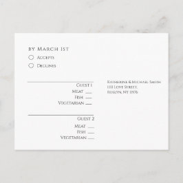 Cartão Postal Casamento RSVP Preto e Branco Moderno