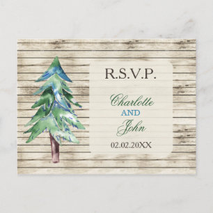 Cartão Postal Casamento Rustic Barn Wood Pine