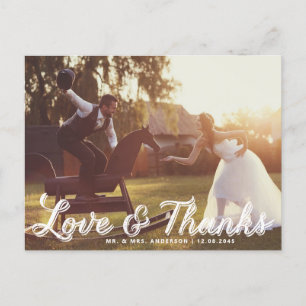 Cartão Postal Casamento Rustic Calliografia Obrigado Cartão-Post