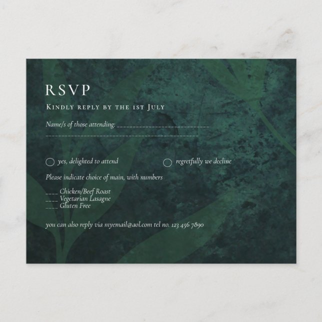 Cartão Postal Casamento Rustic Emerald Green - BUDGET All-in-1 (Frente)