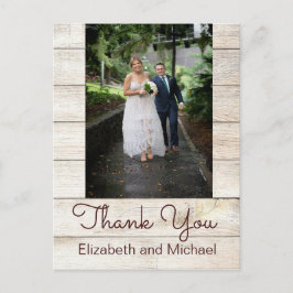 Cartão Postal Casamento Rustic Foto Chic Modern Obrigado