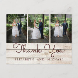 Cartão Postal Casamento Rustic Foto Chic Modern Obrigado