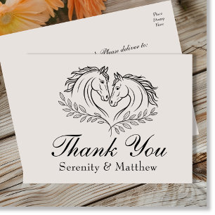 Cartão Postal Casamento Rustic Horse Western Country Obrigado