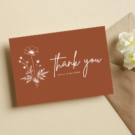 Cartão Postal Casamento Rustic Wildflower Terracotta Boho