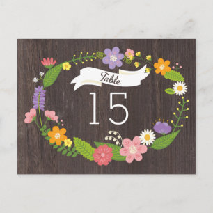 Cartão Postal Casamento Rustic Woodland Bohemian Floral Wreath