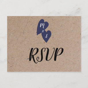 Cartão Postal Casamento Rústico Kraft Monograma Escolha de Co
