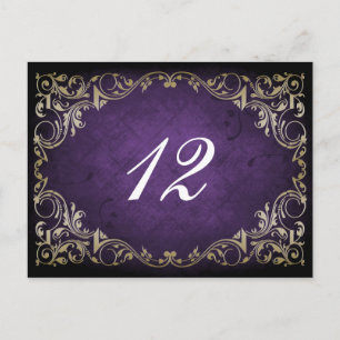 Cartão Postal Casamento Rústico Regal Ornamental Roxo e Dourado