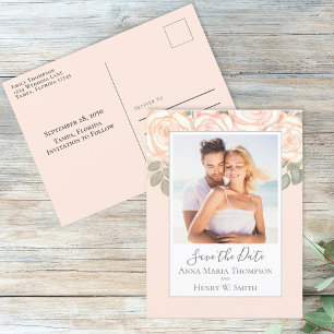 Cartão Postal Casamento Salve a Data Foto Simples Elegante Moder