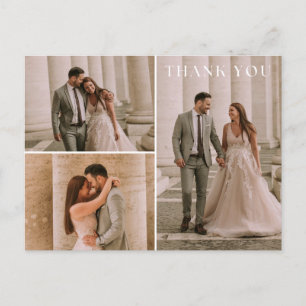 Cartão Postal Casamento Simples 3 Fotografias Obrigado