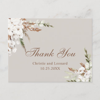 Cartão Postal Casamento Simples De Boho De Aquarela Obrigado