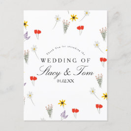 Cartão Postal Casamento Simples De Flores Selvagens - Obrigado