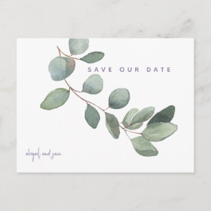 Cartão Postal Casamento Simples de Lavanda Eucalyptus Salve a Da