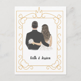 Cartão Postal Casamento Simples de Noiva e Noivo