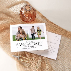 Cartão Postal Casamento Simples e Elegante Salvar a Data 2 Foto
