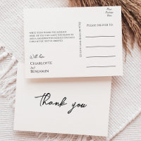 Casamento Simples Minimalista Obrigado Cartão-Post
