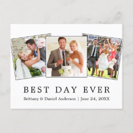 Cartão Postal Casamento Simples Moderno Melhor Dia de Todos 3 Fo