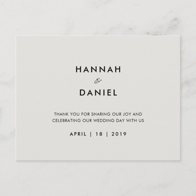 Cartão Postal Casamento Simples Obrigado (Frente)