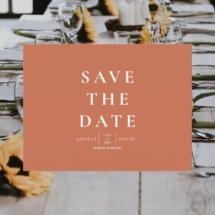 Cartão Postal Casamento Simples Terracotta Moderno Salve a Data