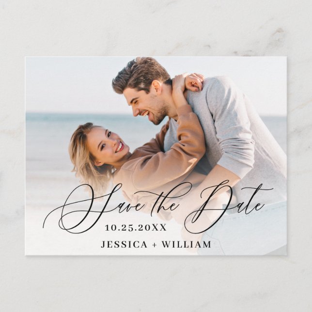 Cartão Postal Casamento Simplesmente Elegante Salve a Foto da Da (Frente)