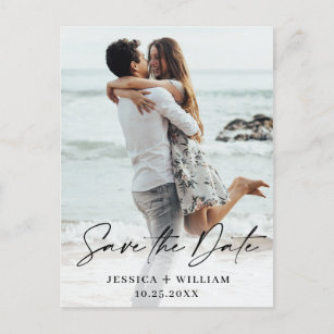 Cartão Postal Casamento Simplesmente Elegante Salve a Foto da Da