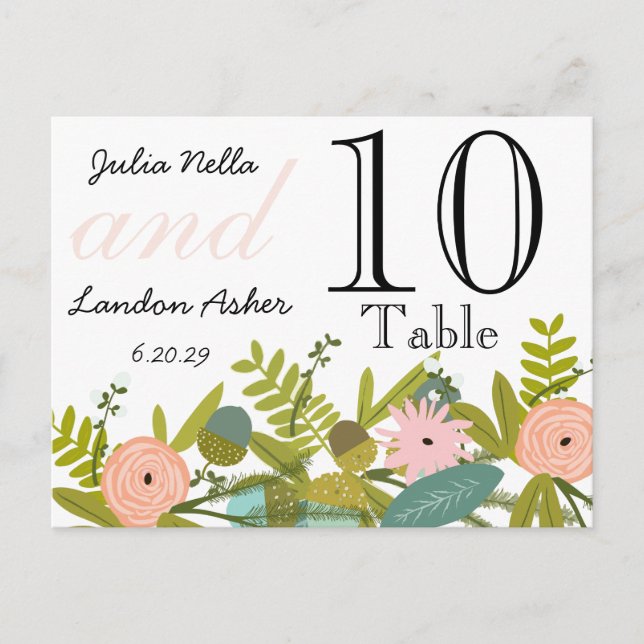 Cartão Postal Casamento tema damasco de Chartreuse Turquoise Mod (Frente)