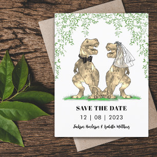 Cartão Postal Casamento Temático de Dinossauros Salve a Data