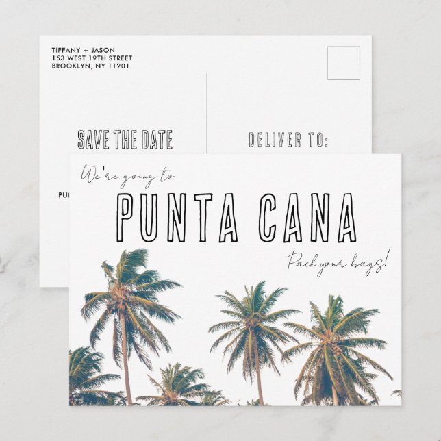 Cartão Postal Casamento Tropical Beach de Punta Cana Salve a Dat (Frente/Verso)